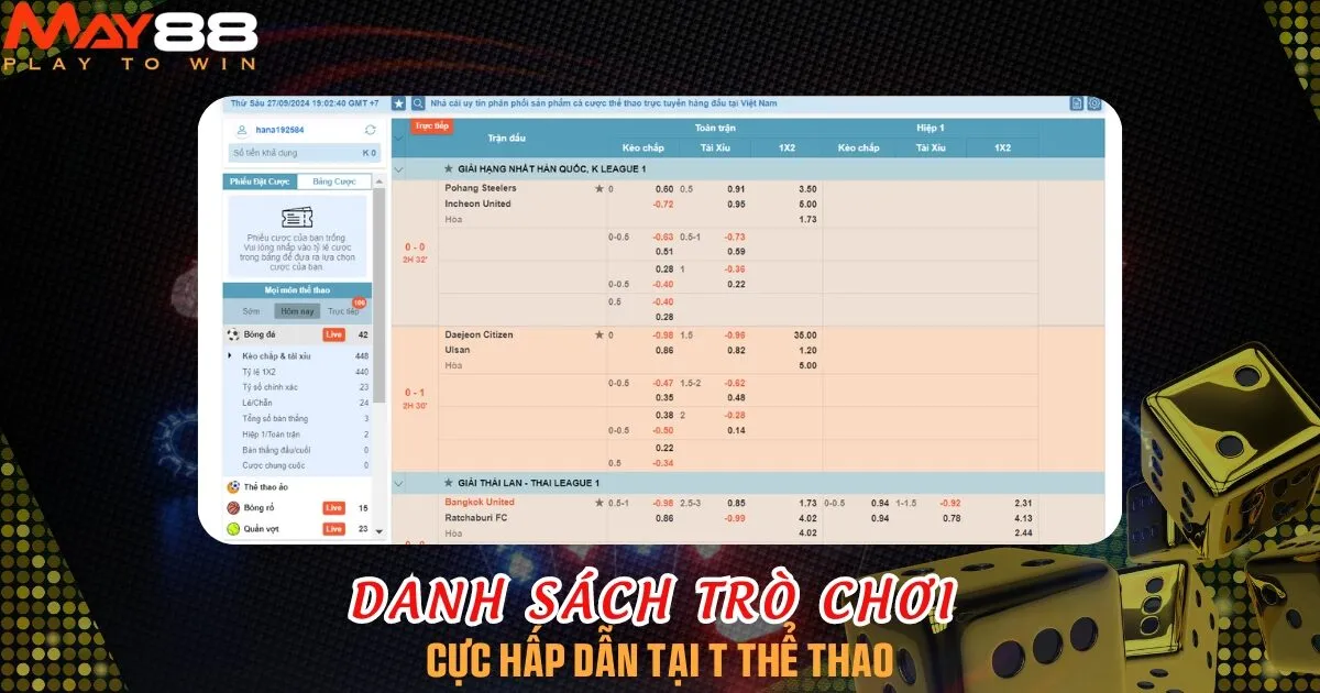 Các môn đặt cược thể thao hấp dẫn tại T thể thao